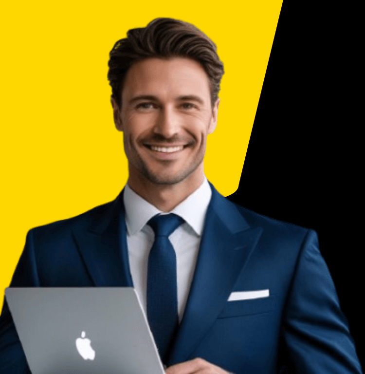 Smiling Man with Laptop