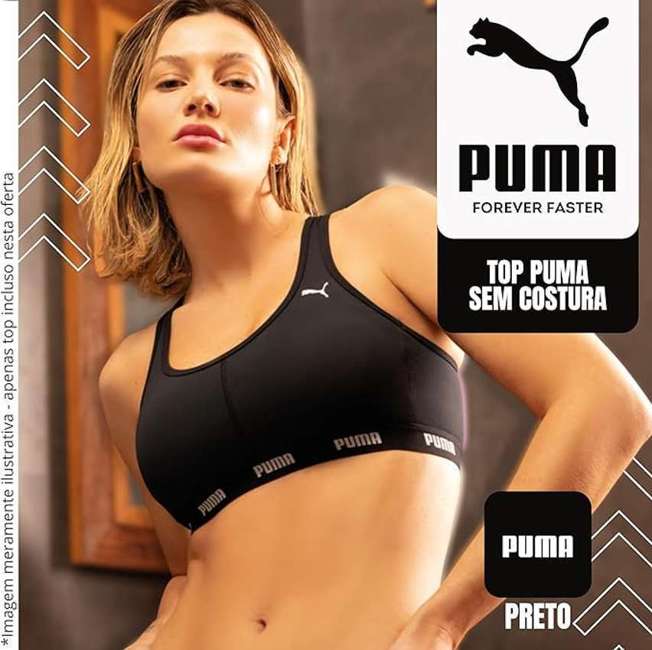 Top Puma C/ Bojo Removível Alta Sustentação Academia Fitness