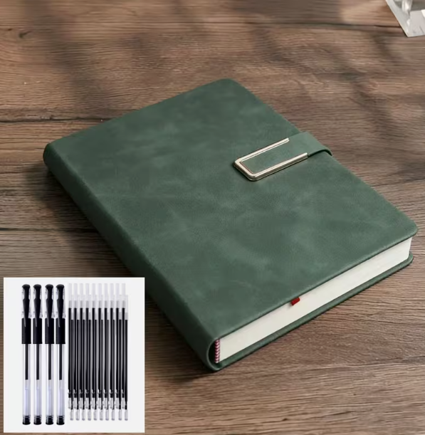 25-Piece Premium A5 Business Notebook Set | Soft PU Leather Journal with 4 Pens and 20 Ink Refills | Professional Writing Stationery Kit