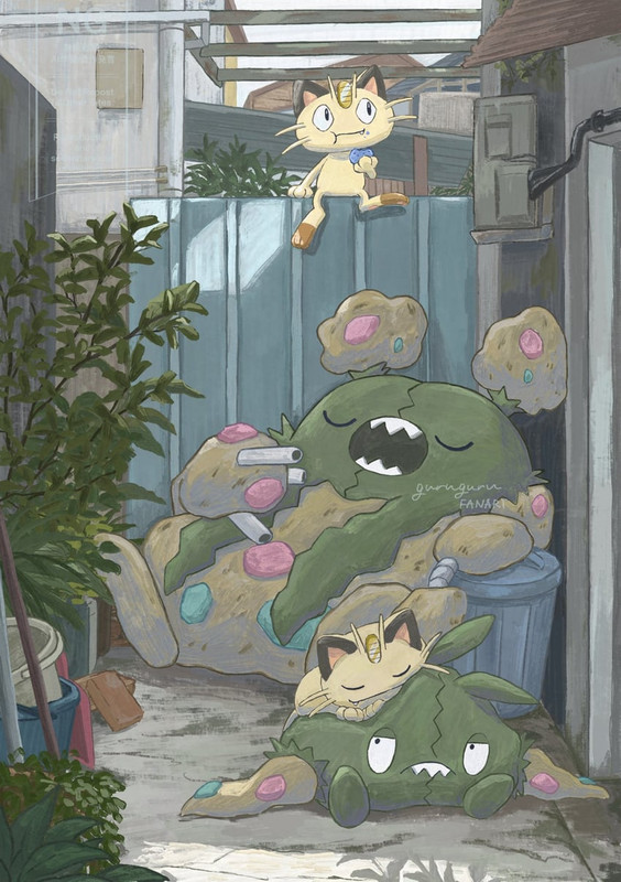 meowth-trubbish-and-garbodor-pokemon-dra