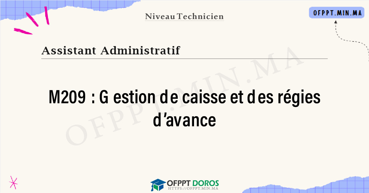 Sommaire détaillé du cours Gestion de caisse et des régies d’avance M209 OFPPT - Structure du module