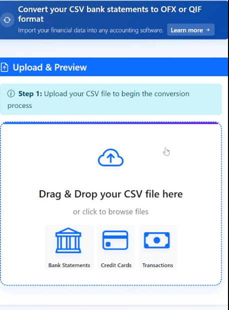 Convert CSV Bank Statements to OFX & QIF
