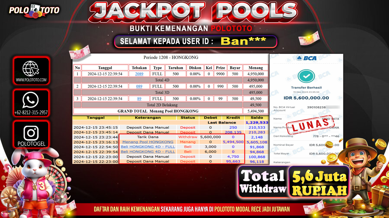 POLOTOTO JACKPOT TOGEL PASARAN HONGKONG Rp.5,600.000,-
