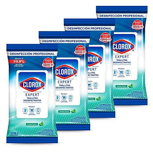 Amazon: Clorox Pack De Toallitas 4 paquetes de 30 toallitas (Agregar cupón, ver descripción) 
