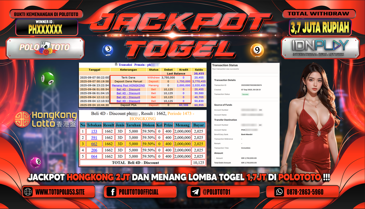 POLOTOTO JACKPOT TOGEL HONGKONG LOTTO Rp.3.750.000,-