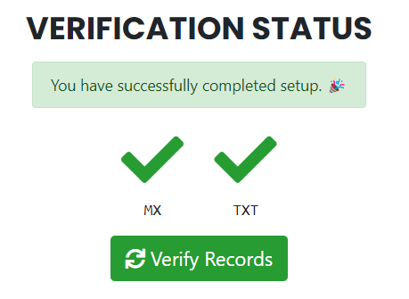 ForwardEmail Verification Status