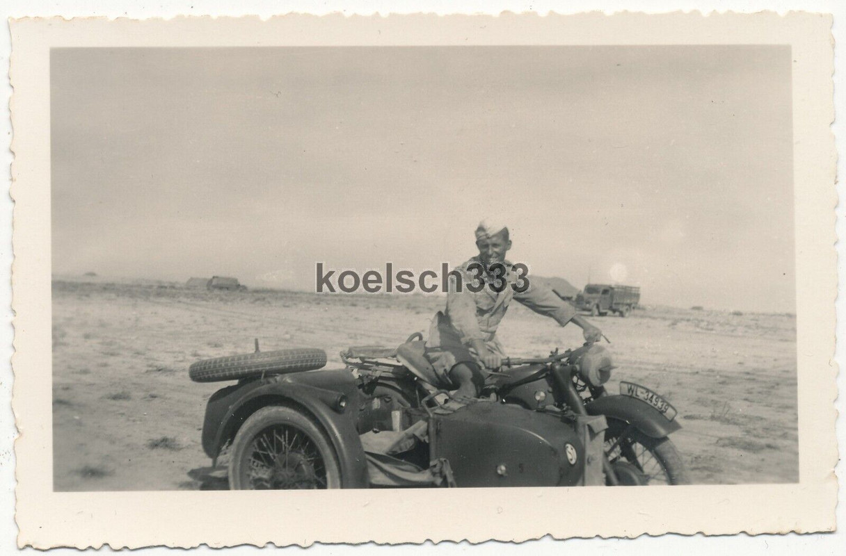 6 Fotos Deutsches Afrika Korps Wüsten Kämpfer BMW Krad Motorrad Tropenbekleidung
