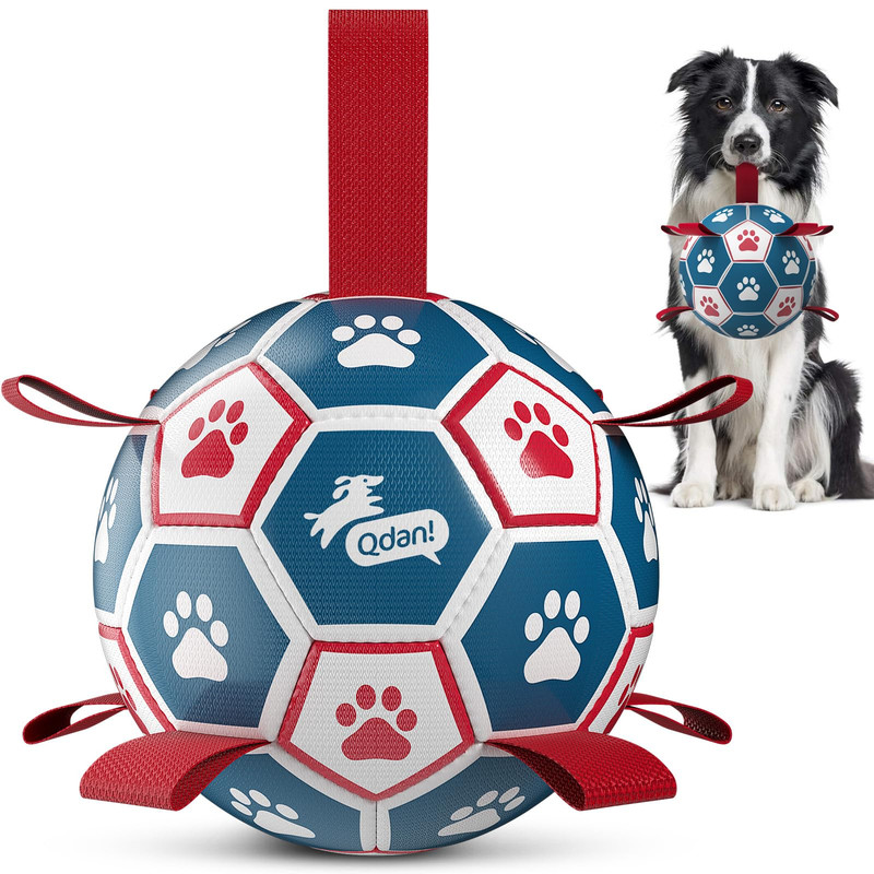 QDAN 6 Inch Dog Soccer Ball with Straps