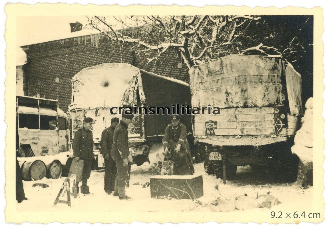 Orig. Foto Beute Lkw mit 197.ID Wappen b. OREL Maloarchangelsk Russland