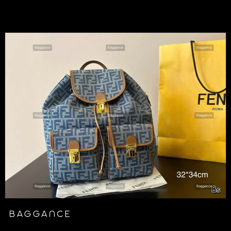 Fendi Signature Logo Backpack Black 34cm Full Box Edition - EVFDFW-012
