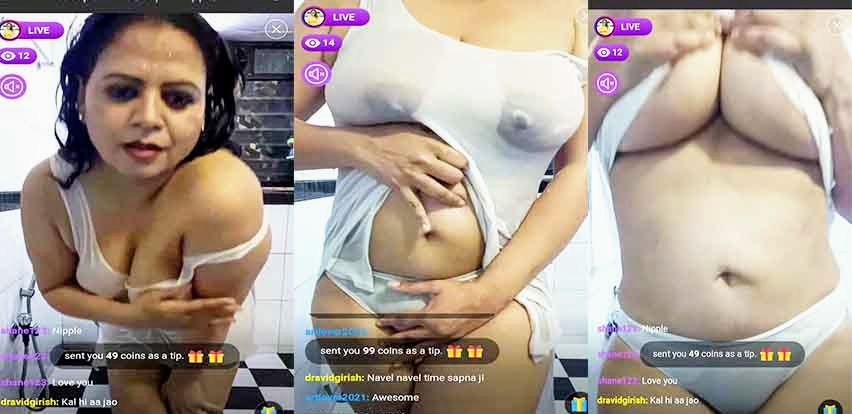 Desi bhabhi taking shower live streaming flashing her boobs