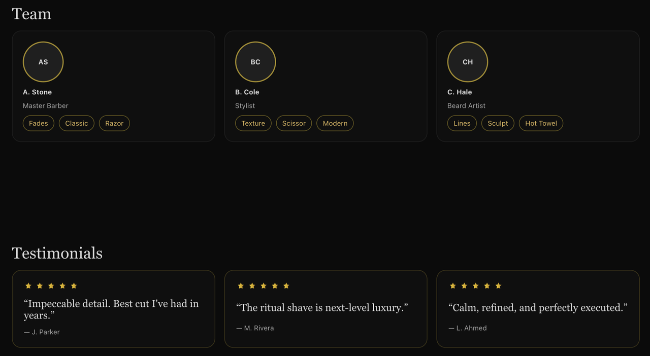 Lux Barbers desktop – secondary