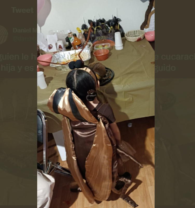 Niña que pidió su cumpleaños de cucaracha y ella fue muy feliz