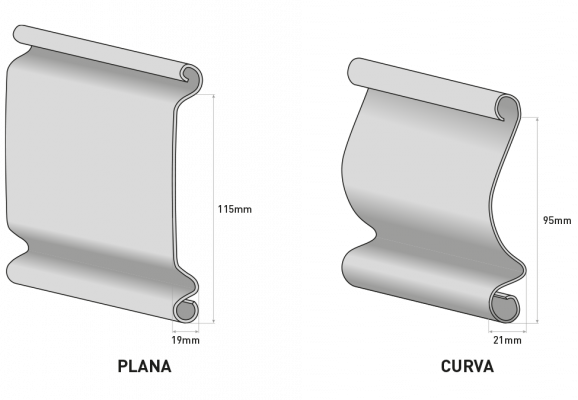 Détail des lames de rideau métallique