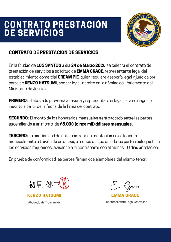 CREAM PIE CONTRATO PRESTACION DE SERVICIOS