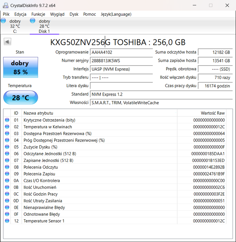 KXG50ZNV256G TOSHIBA XG5 16174h