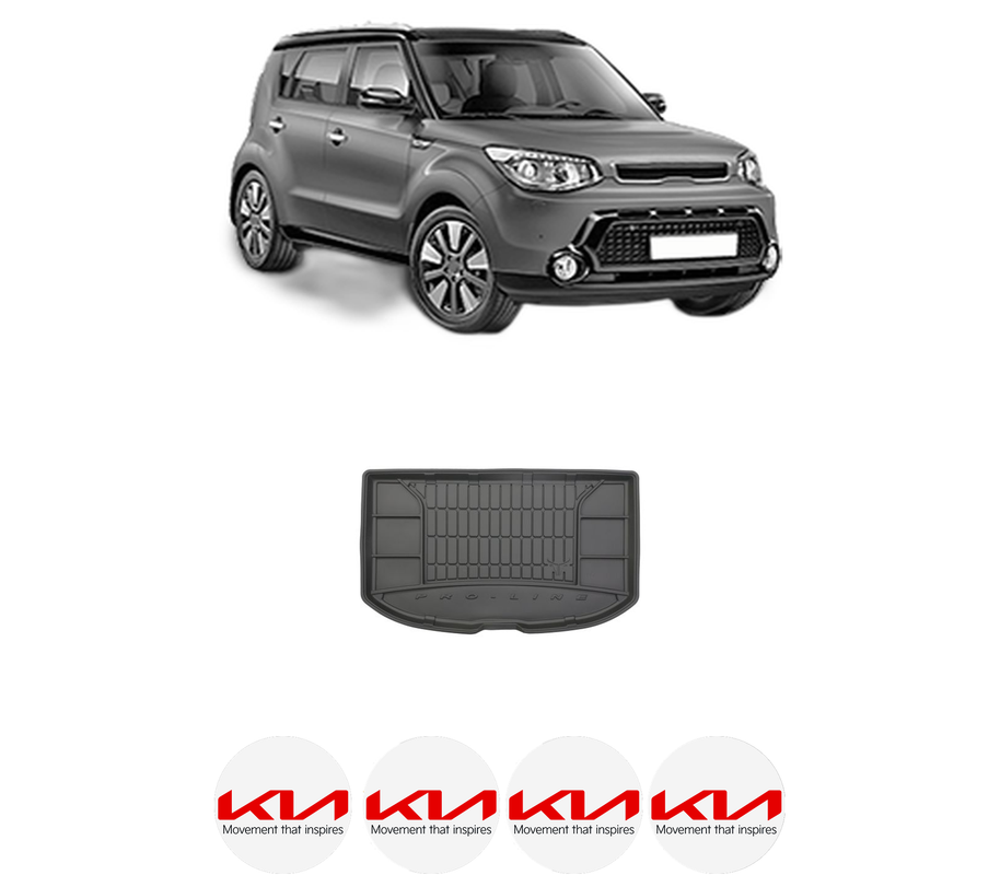 Tavita Portbagaj KIA SOUL II (PS) din 2014-2018, Protectie Portbagaj Auto, 4x Stickere auto cu KIA
