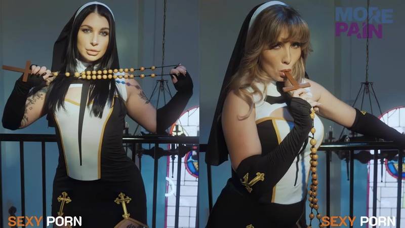 OnlyFans Lena Paul & Ivy Lebelle Naughty Nuns FFM Threesome