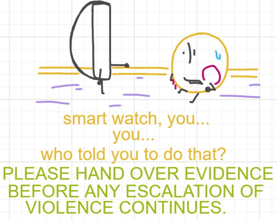 A panel from A Murder On The, episode six of the Board Boards object show by Furretwalk/WalkingFurret.
