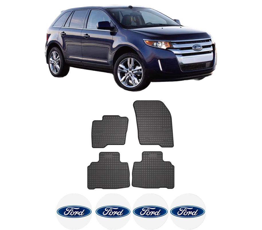 Set covorase presuri FORD EDGE din 2014-2018, auto, din cauciuc thermoplastic, 4 Stickere auto cu FORD