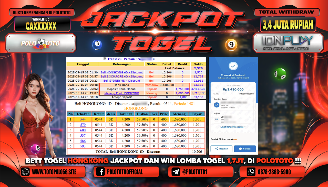 POLOTOTO JACKPOT TOGEL HONGKONG LOTTO Rp.3.430.000,-