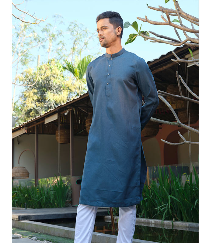 Men’s Exclusive Dark Blue Color Panjabi EID