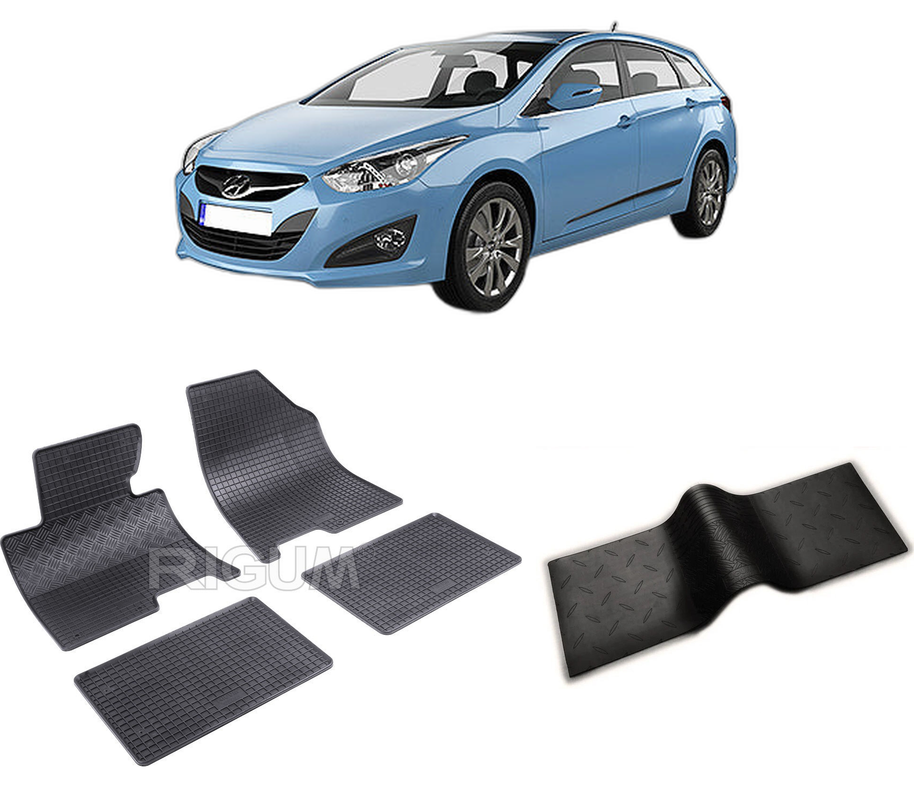 Set covorase auto HYUNDAI I40 din 07.2011-07.2019, cu covoras tunel median, CAROSERIE COMBI, Presuri cauciuc 100%, compatibil cu autoturismul HYUNDAI I40, Rigum
