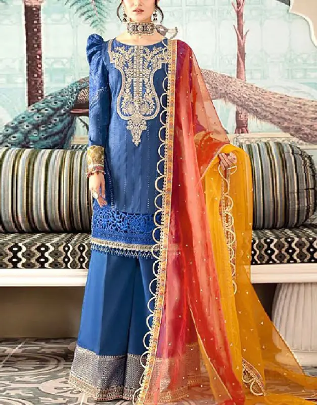 Luxury Heavy Embroidered Fancy Lawn 3-Pc Suit | 4-Side Organza Dupatta & Tassels