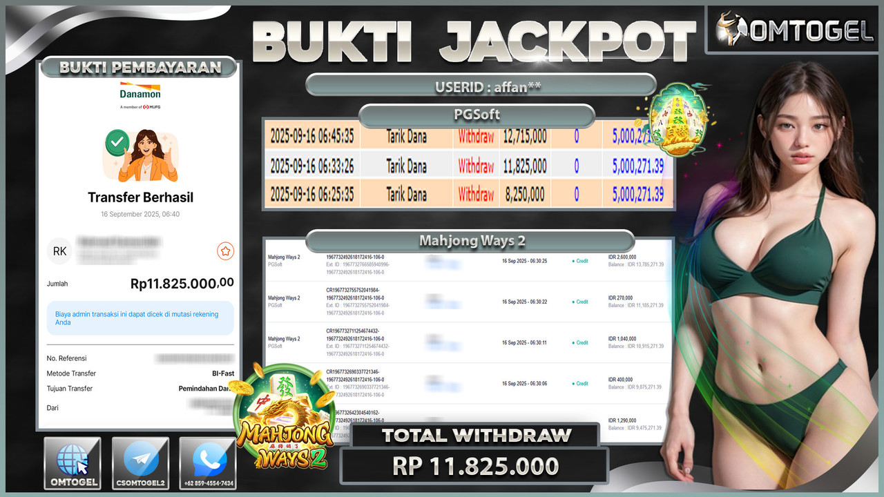 OMTOGEL JACKPOT PGSOFT MAHJONG WAYS 2 11 JUTA DI BAYAR LUNAS ,-