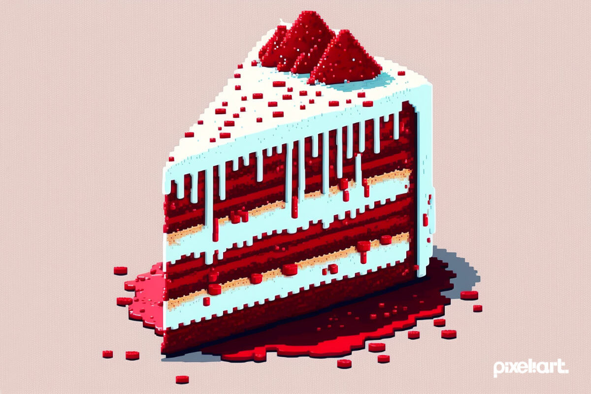 gâteau red relvet qui illustre le layer-cake pattern - illustration créée par pixeliart.fr avec Midjourney