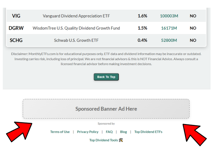 Bottom Banner Ad Placement Preview