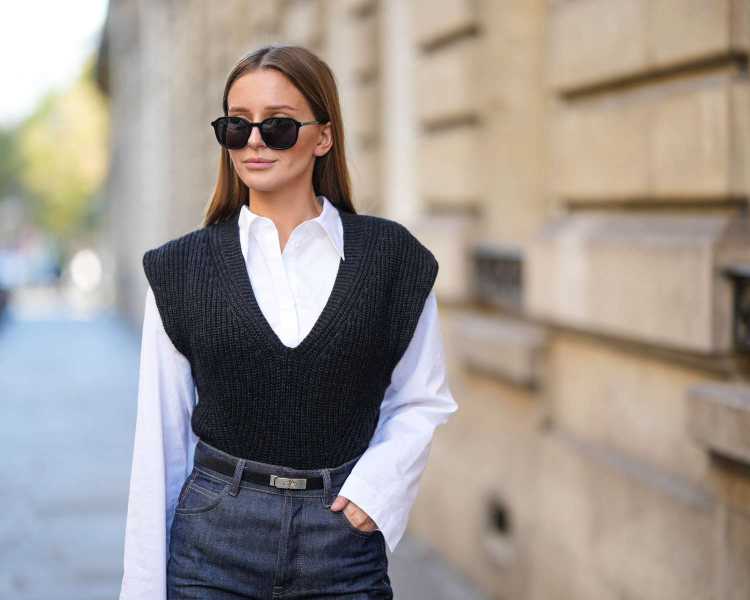 Layered vests and chunky turtlenecks