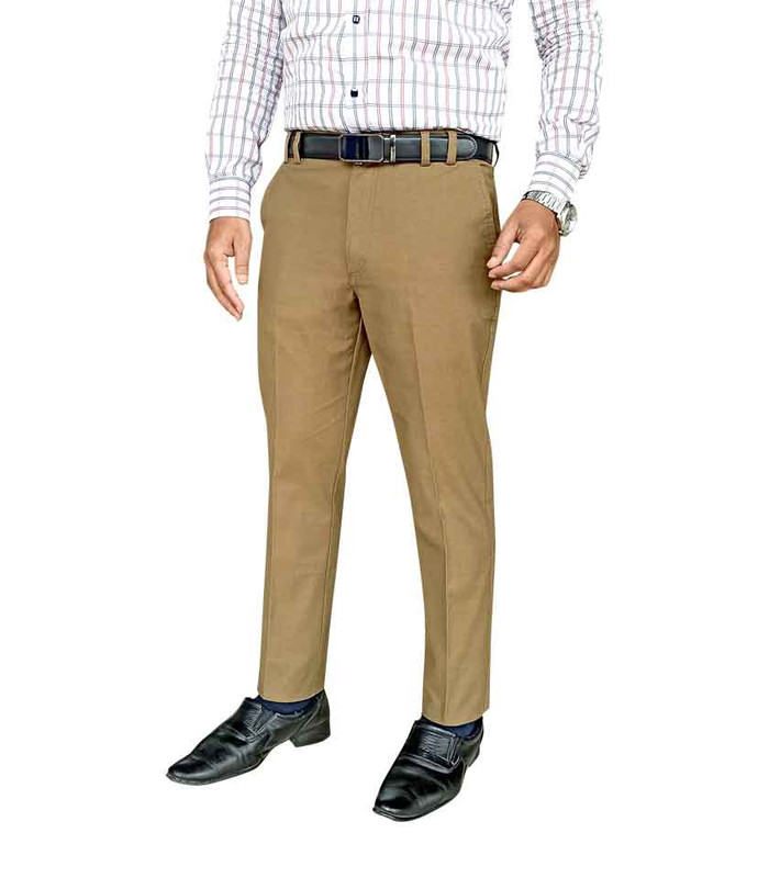 100% Cotton Plain Front Slim Fit Trouser Color: (ONLINE) 857 3. Chocolate