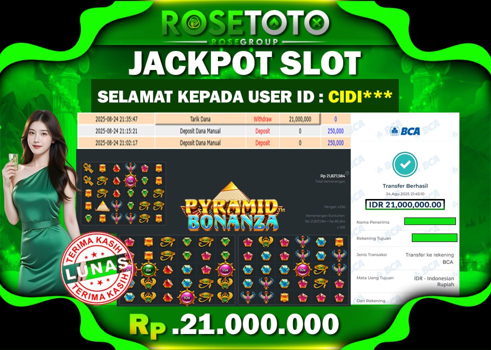 ROSETOTO JACKPOT SLOT PYRAMID BONANZA Rp.21.000.000.,- LUNAS