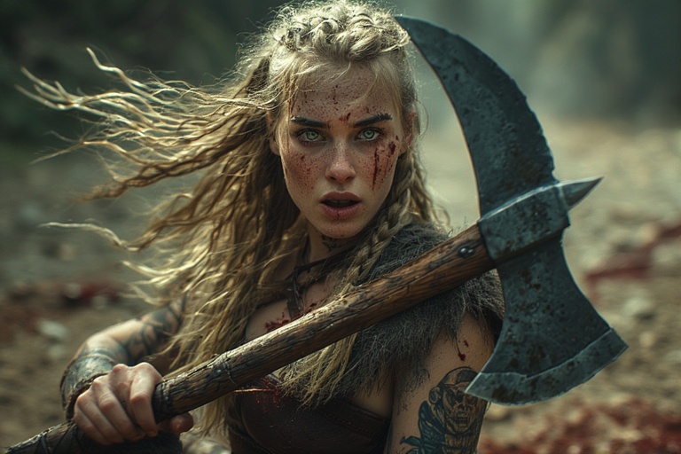 Viking-girl-holding-norse-axe-(14)