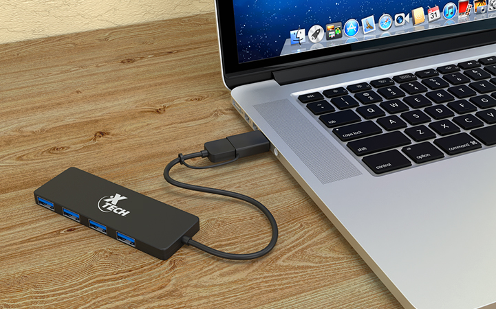 Hub de 4 puertos USB 3.0 Xtech.