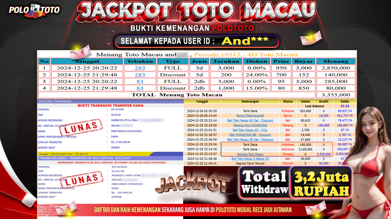 POLOTOTO JACKPOT TOGEL TOTO MACAU Rp.3,266.000,-