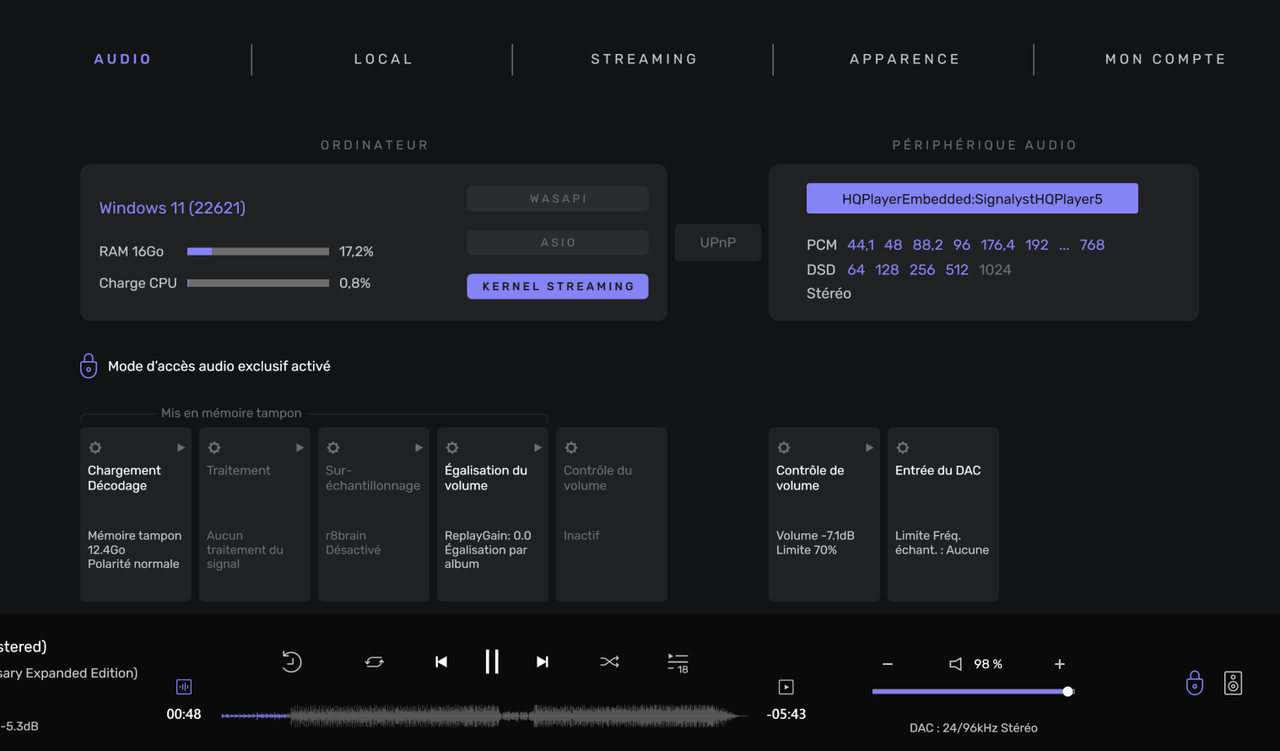capture d'écran Audirvana