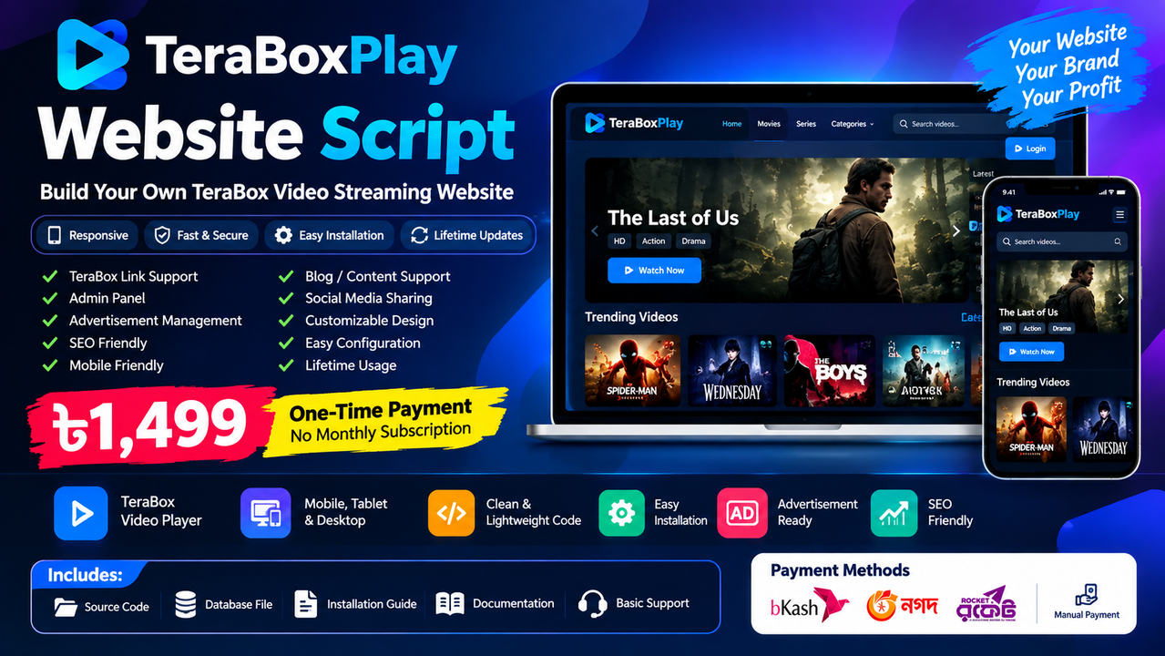 Own TeraBox Video Streaming Website Script