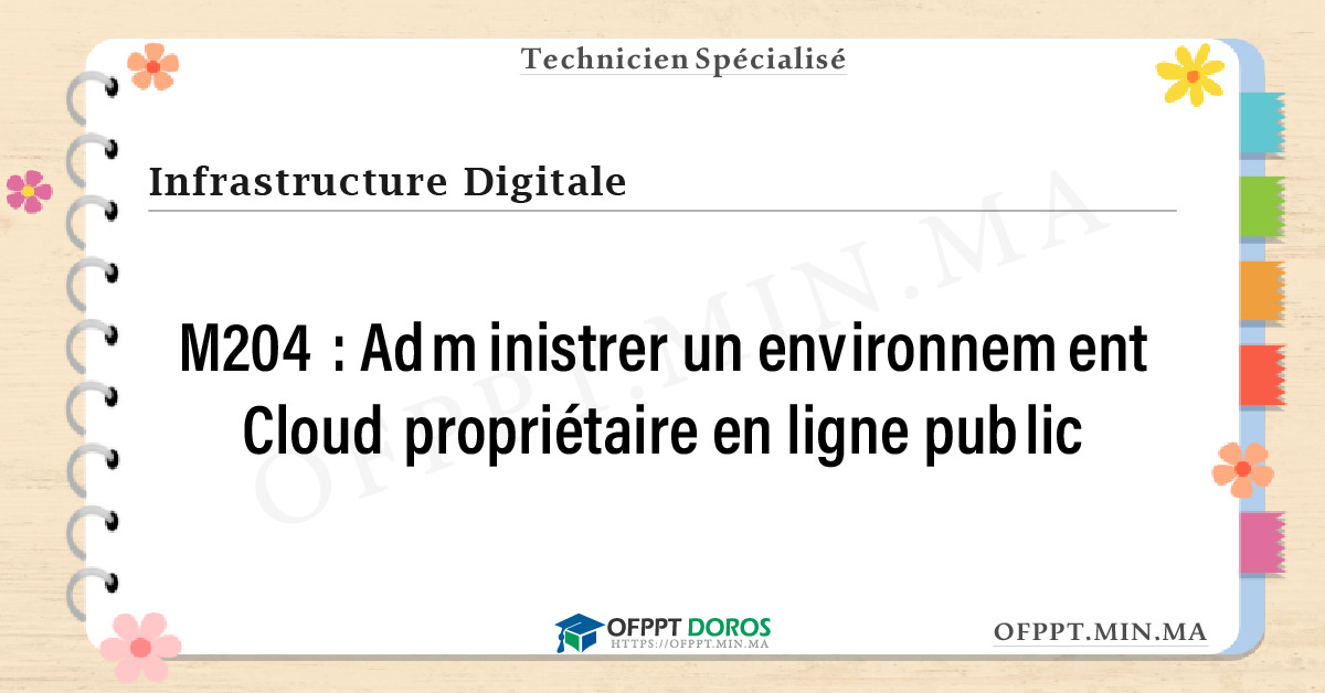 Sommaire détaillé du cours Administrer un environnement Cloud propriétaire en ligne public M204 OFPPT - Structure du module
