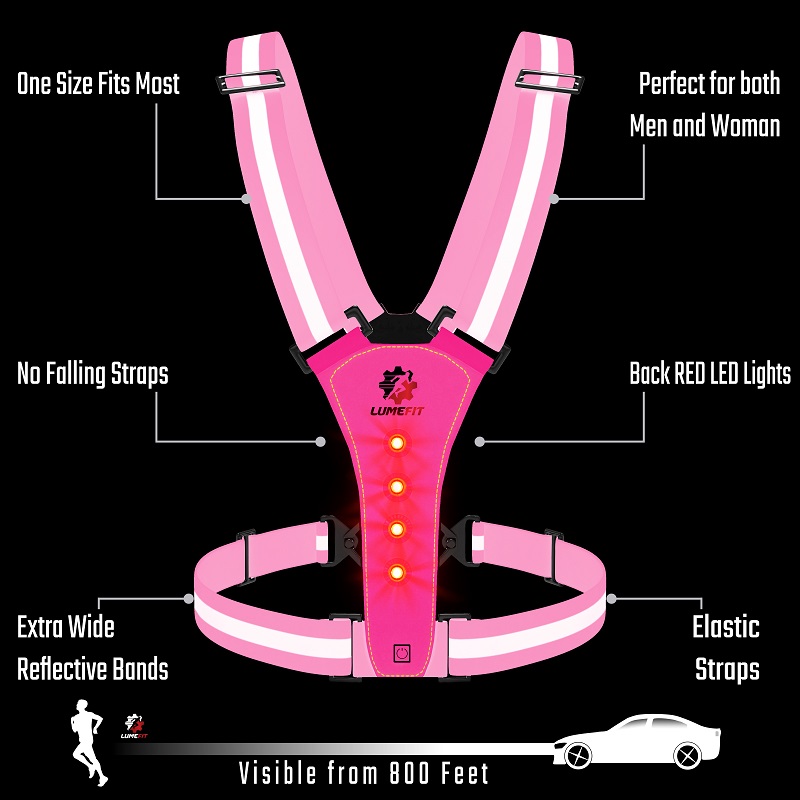 LUMEFIT Reflective Vest USB LED Safety Running Cycling Armbands