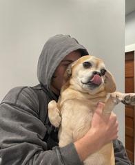 Selfie of Chris holding Trevor