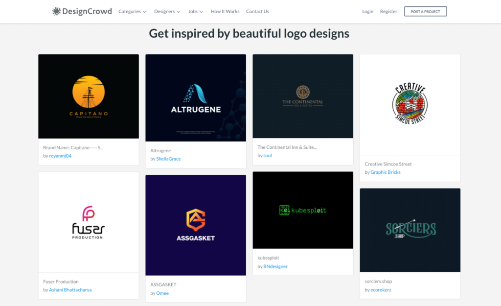 tampilan halaman desain logo di website designcrowd