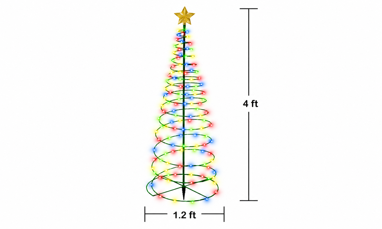 Multi-Color Spiral Tree Stake Light 4 Feet