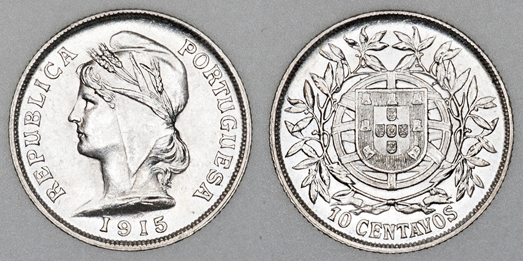 Las monedas de plata de la I República Portuguesa (1910-1926). PAS6312b10cents