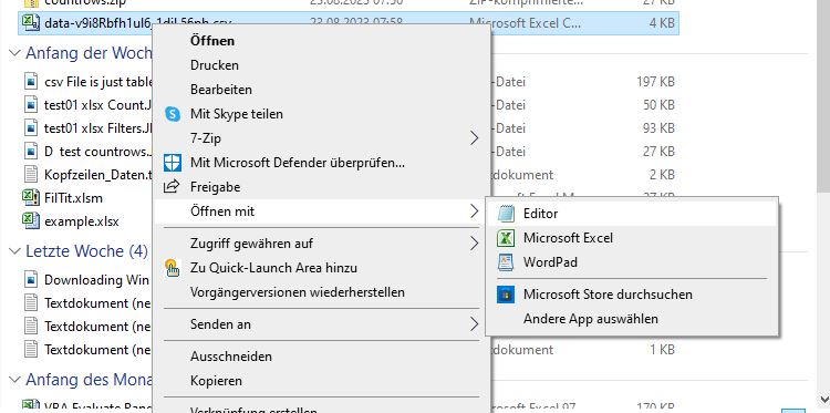 Open csv file with text editor