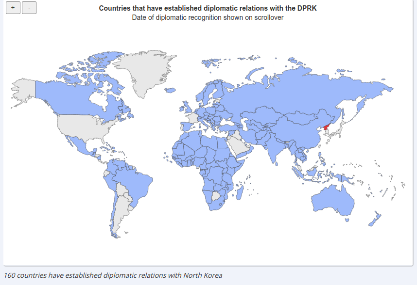 Countries that have established diplomatic relations with NK