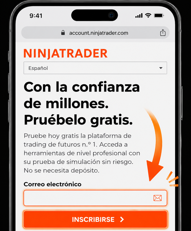 Ingresa tu correo electrónico y presiona Inscribirse
