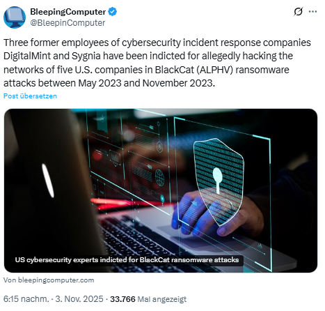 Blackcat (AlphV) Ransomwaregang-Mitglieder angeklagt