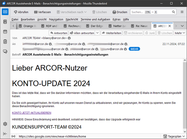 Arcor-Phishing-Mail